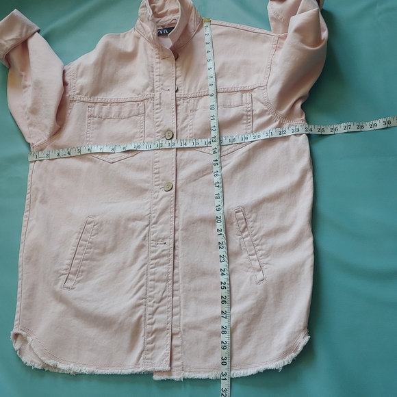 Zara Relaxed Boyfriend Fit  Denim Long Shacket - Picture 5 of 7